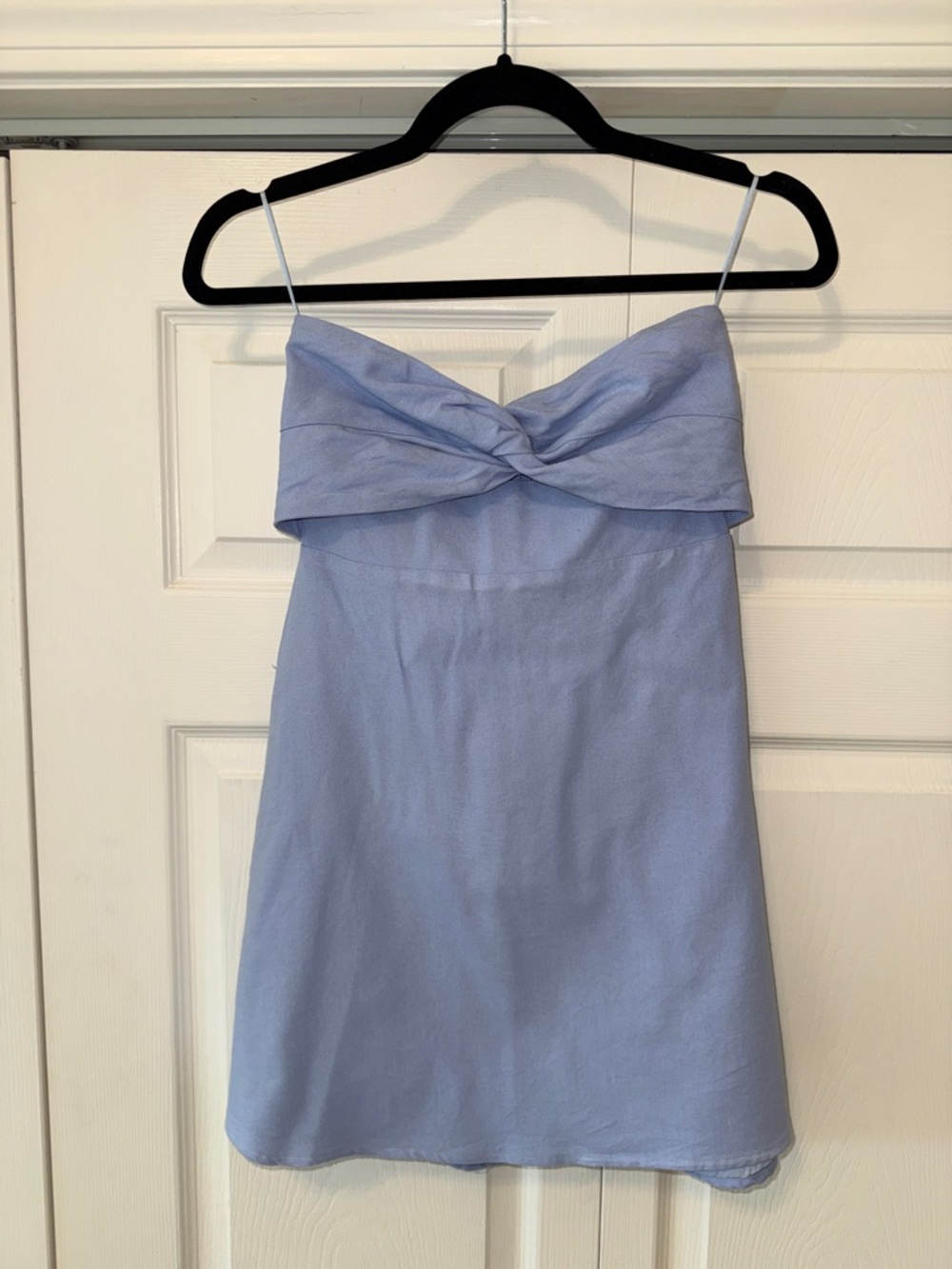 Cotton Candy Light Blue Twist-Front Mini Dress